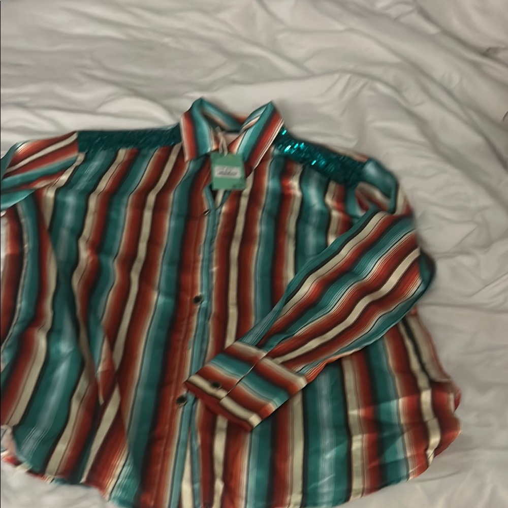 Striped Multicolor Button-Up Shirt - Picture 3 of 3